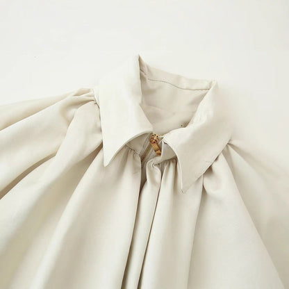 Damen Bluse Falten Ärmel Voluminös Eveloria