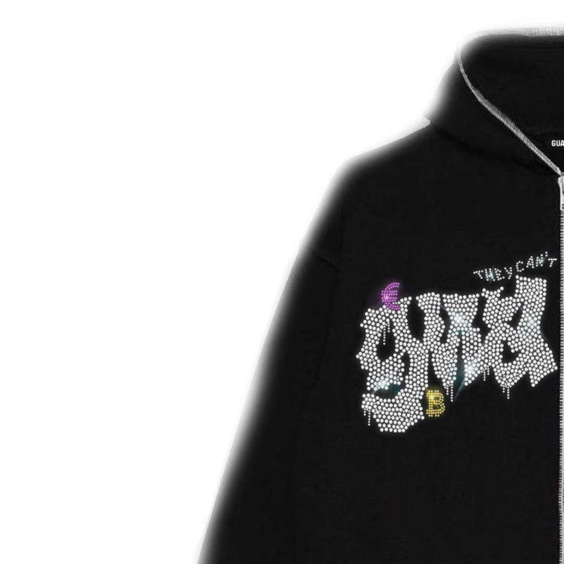 Damen Kapuzenjacke Glitzerdesign Reißverschluss Eveloria