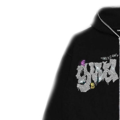 Damen Kapuzenjacke Glitzerdesign Reißverschluss Eveloria