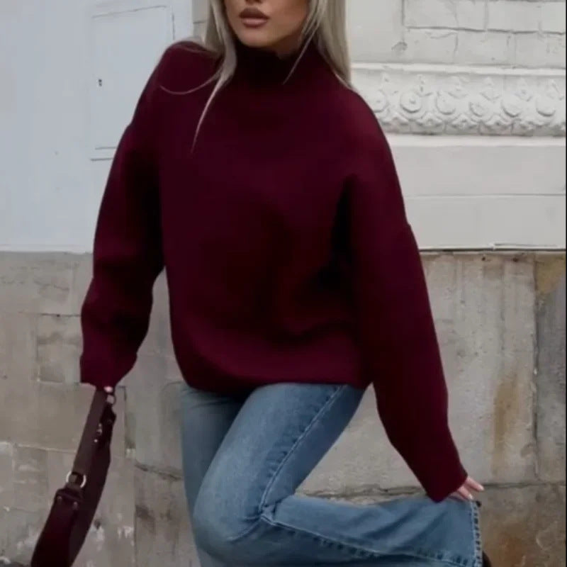 Damen Oversized Pullover Eveloria Weich Beige