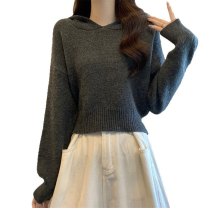 Damen Hoodie Lässige Passform Strukturiertes Material Grau Eveloria