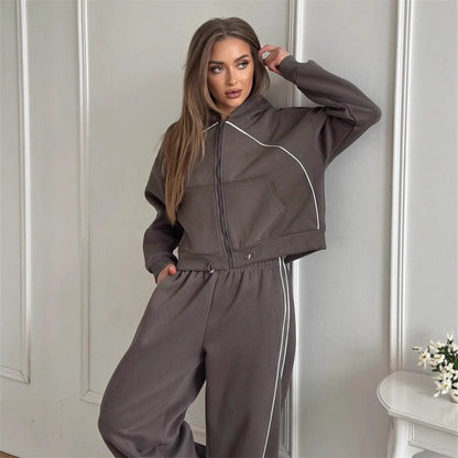 Damen Highwaist Jogginganzug Sportlich Eveloria