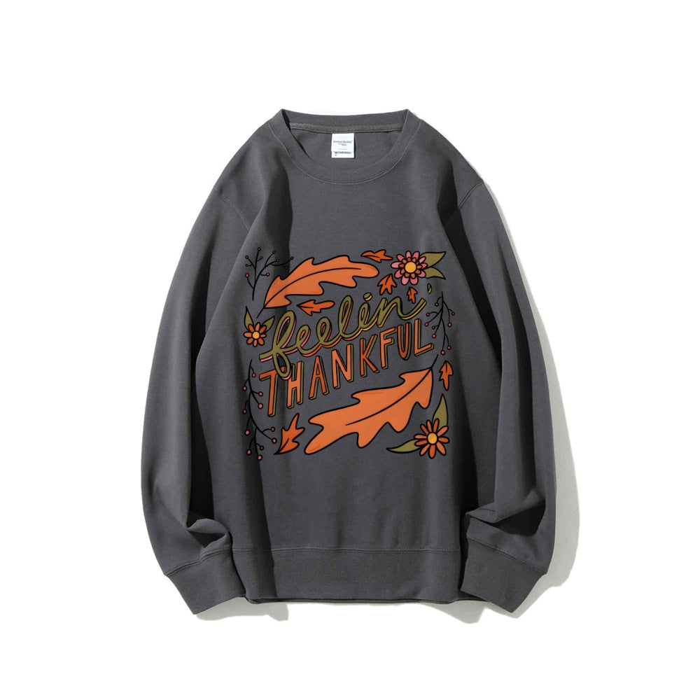 Damen Sweatshirt Bunt Herbstmotiv Baumwolle