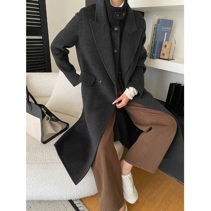 Damen Wollmantel Oversized Doppelter Knopfleiste Eveloria
