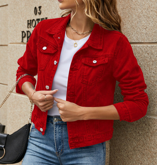 Damen Jeansjacke Klassischer Schnitt Mit Taschen Blau Eveloria