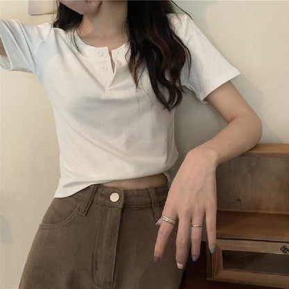 Damen Kurzarm Henley-Shirt Eveloria wird zu: Eveloria Damen