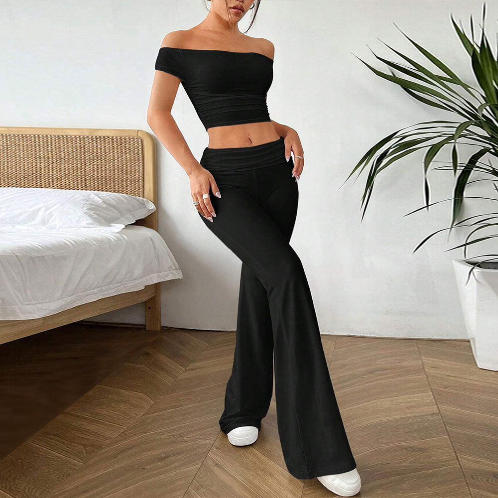 Damen Crop- und High-Waist-Hosen Set Eveloria