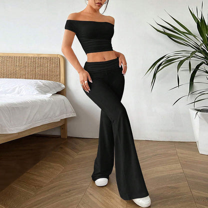Damen Crop- und High-Waist-Hosen Set Eveloria