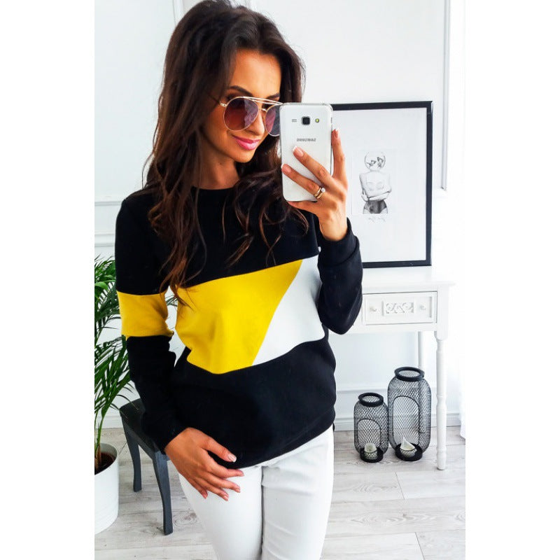Damen Sweatshirt Farbblockdesign Lässig Grau