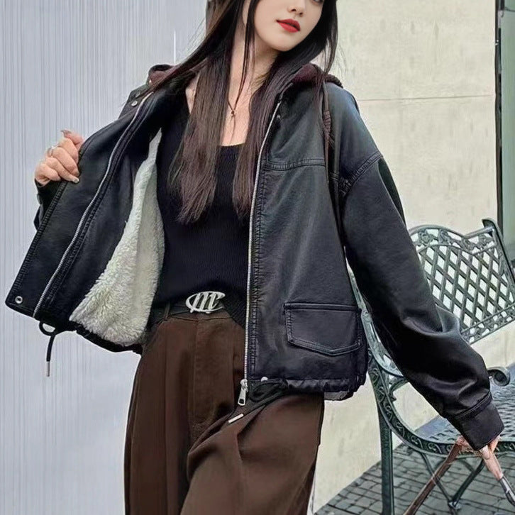 Damen Kunstlederjacke Lässig Eveloria