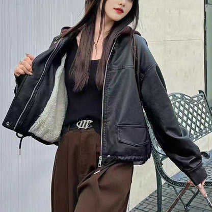 Damen Kunstlederjacke Lässig Eveloria