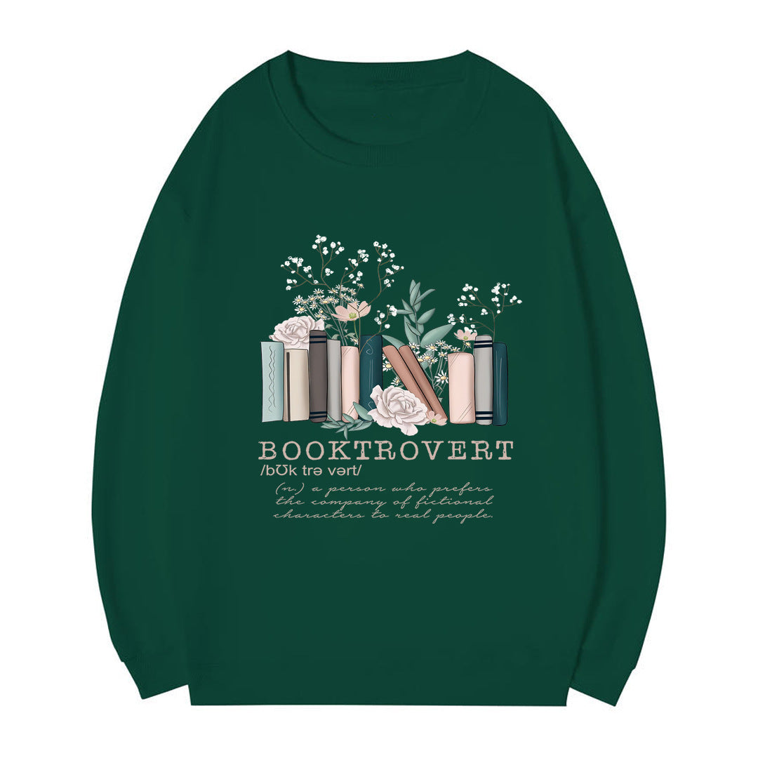 Damen Sweatshirt Bücherdesign Grau Eveloria