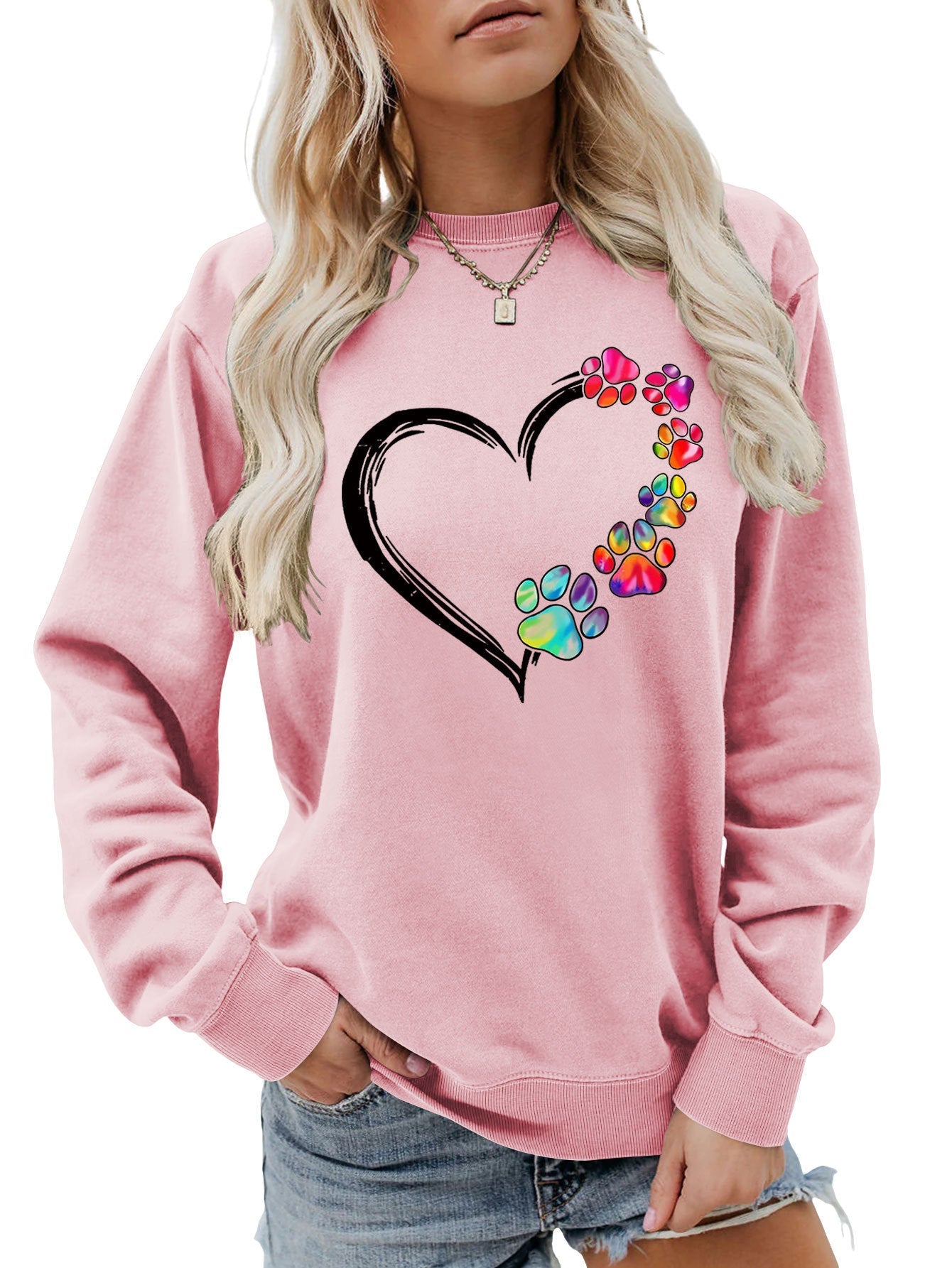 Damen Sweatshirt Pfotenherz-Design Eveloria