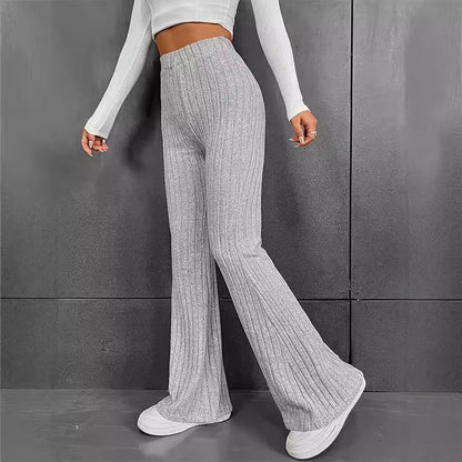 Damen Ripp-Hose Hochbund Weich Eveloria