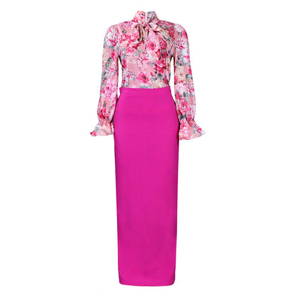 Damen Bluse Floraler Druck Rüschensaum