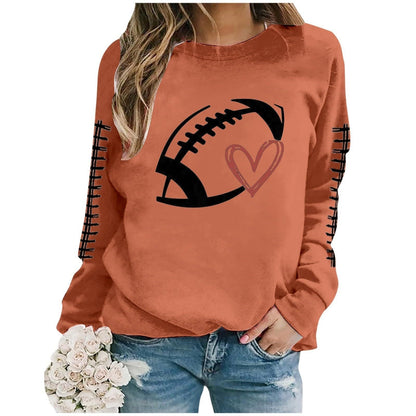Damen Sweatshirt Fußball-Motiv Lässiger Schnitt Grau Eveloria