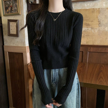 Damen Rippstrickpullover Verlängerte Ärmel Fein Eveloria