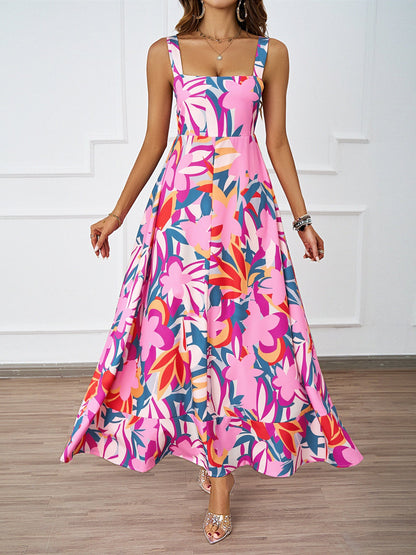 Damen Maxikleid Floralmuster Raffinierte Träger Eveloria