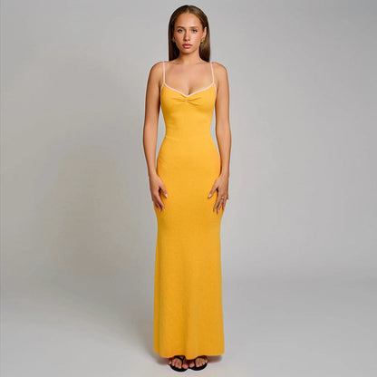 Damen Maxikleid Spaghettiträger Figurbetonend Elegantes