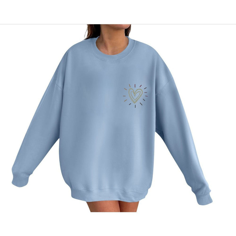 Damen Oversized Sweatshirt mit Herzmotiv Lässig Grau
