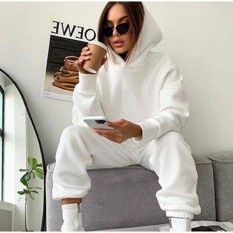 Damen Sportliches Lounge-Set Oversized Hoodie Jogginghosen Eveloria