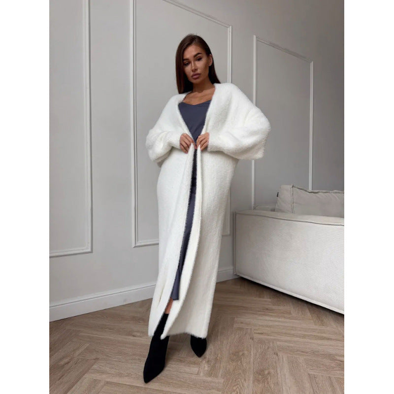 Damen Langstrickmantel Flauschig Elegant Eveloria