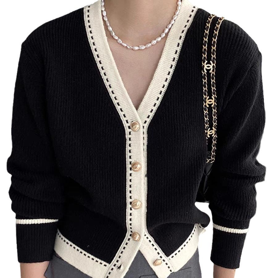 Damen Strickjacke Modisch Kontrastdetails Eveloria