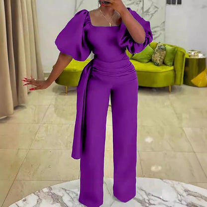 Damen Jumpsuit Voluminöse Ärmel Tailliert Eveloria
