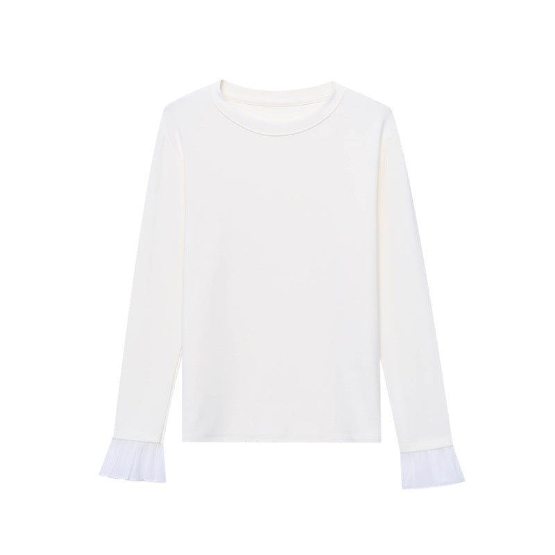 Damen Langarmoberteil Rüschensaum Elegantes Oberteil