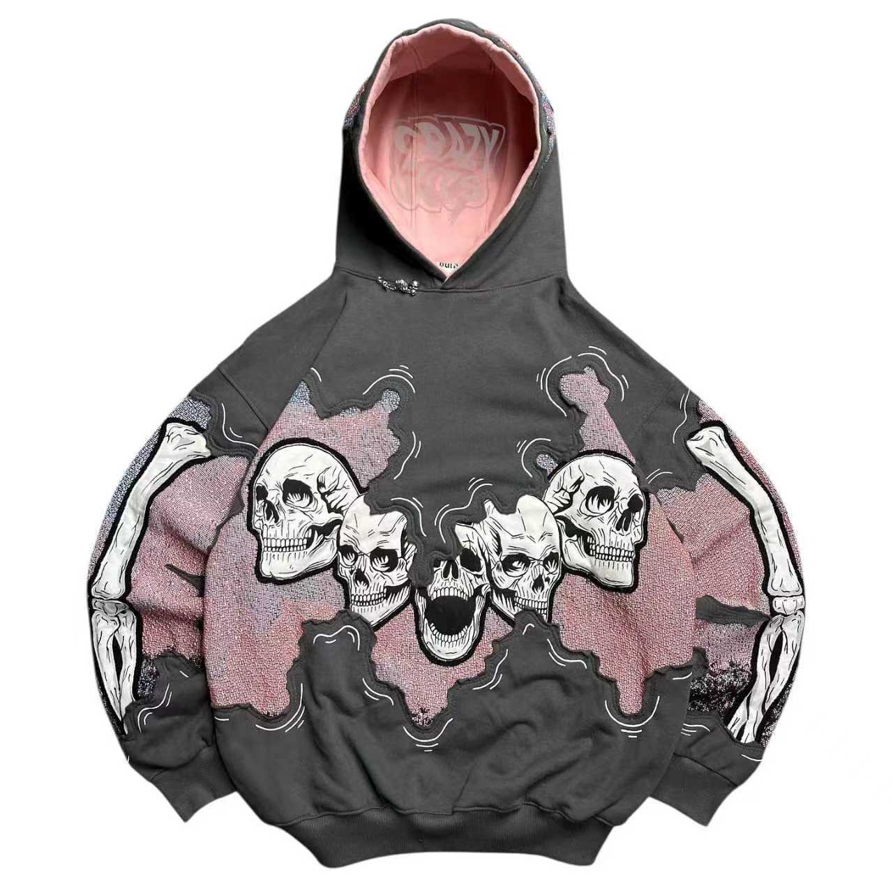 Damen Kapuzenpullover Totenkopf-Print Eveloria Schwarz - Eveloria