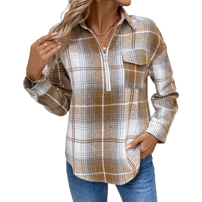 Damen Flanellhemdjacke Karomuster Weich Eveloria