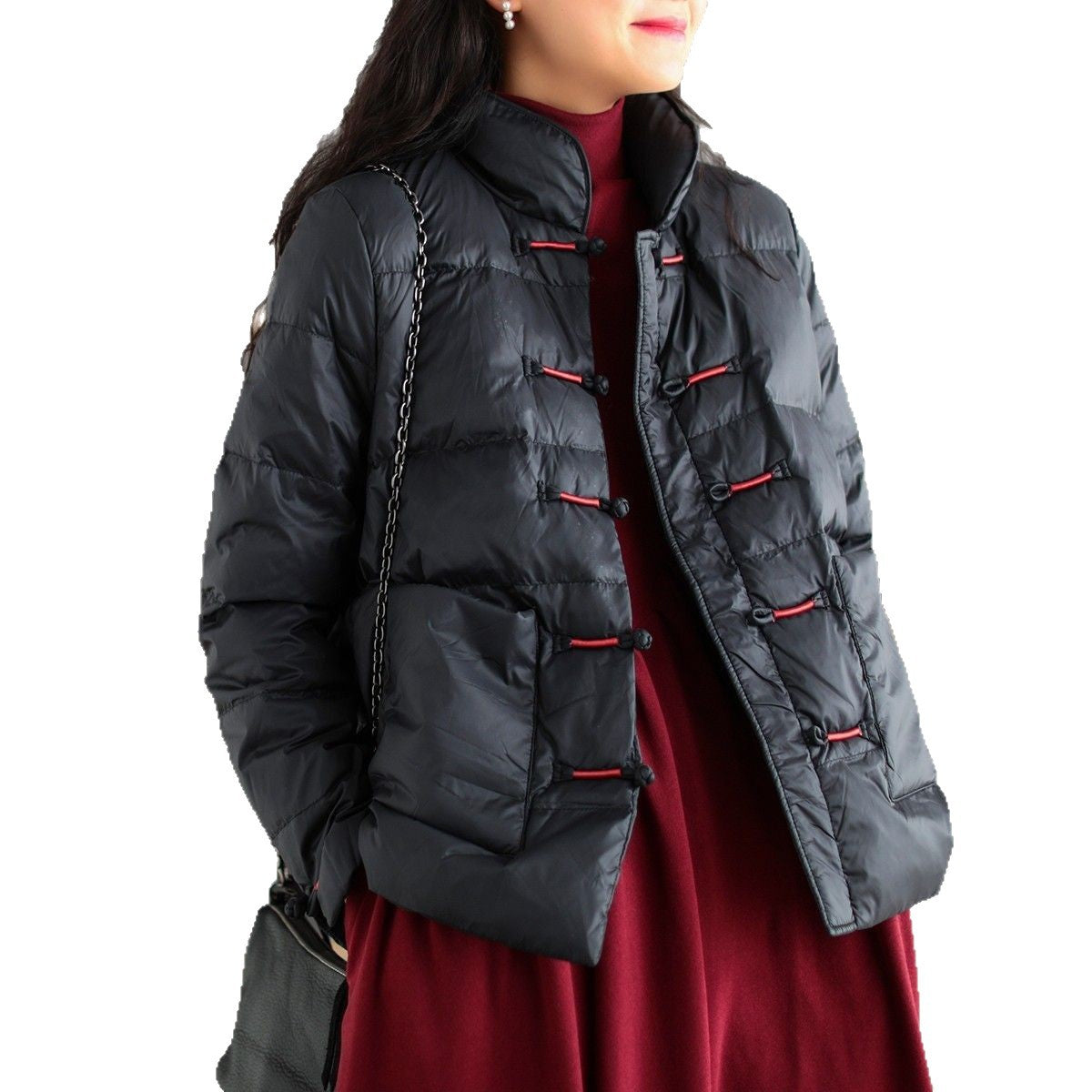 Damen Leichte Steppjacke Stehkragen Praktische Taschen
