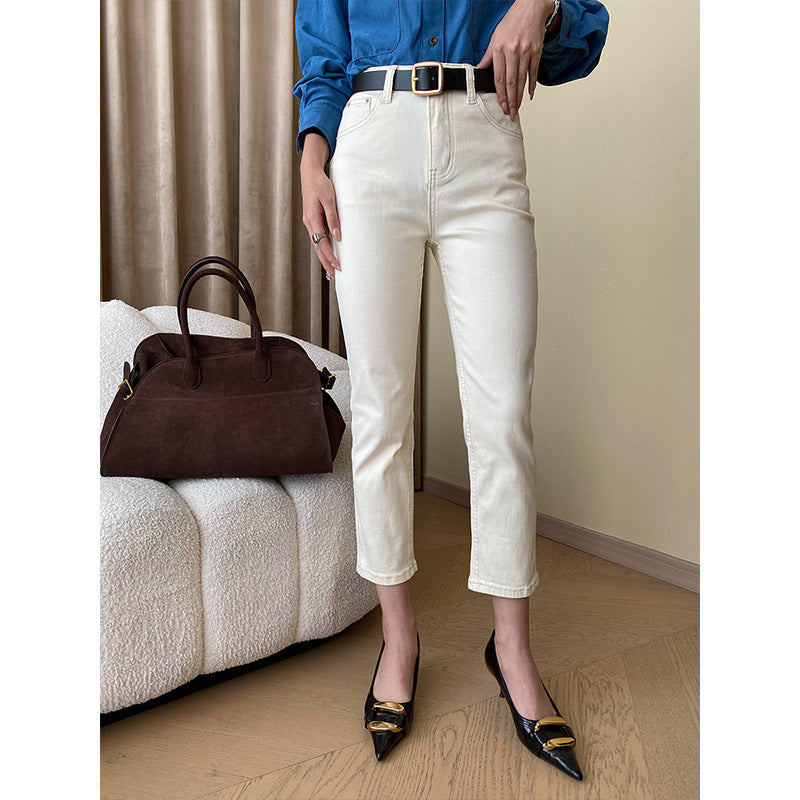 Damen Hochgeschnittene Jeans Umklappsaum Eveloria - Eveloria