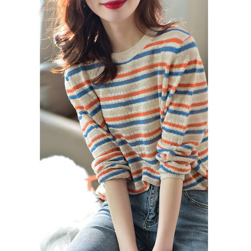 Damen Strickpullover Streifenmuster Eveloria