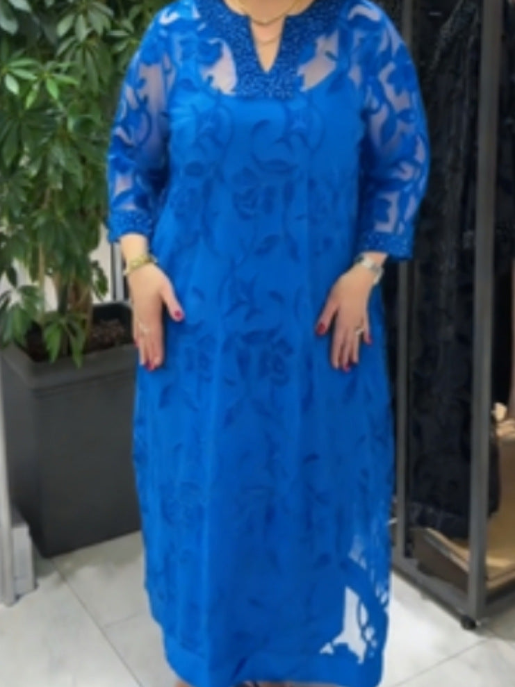 Damen Maxikleid Transparent Spitzenverzierungen Eveloria