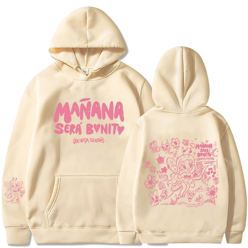 Damen Hoodie Kreativer Druck Kängurutasche Grau