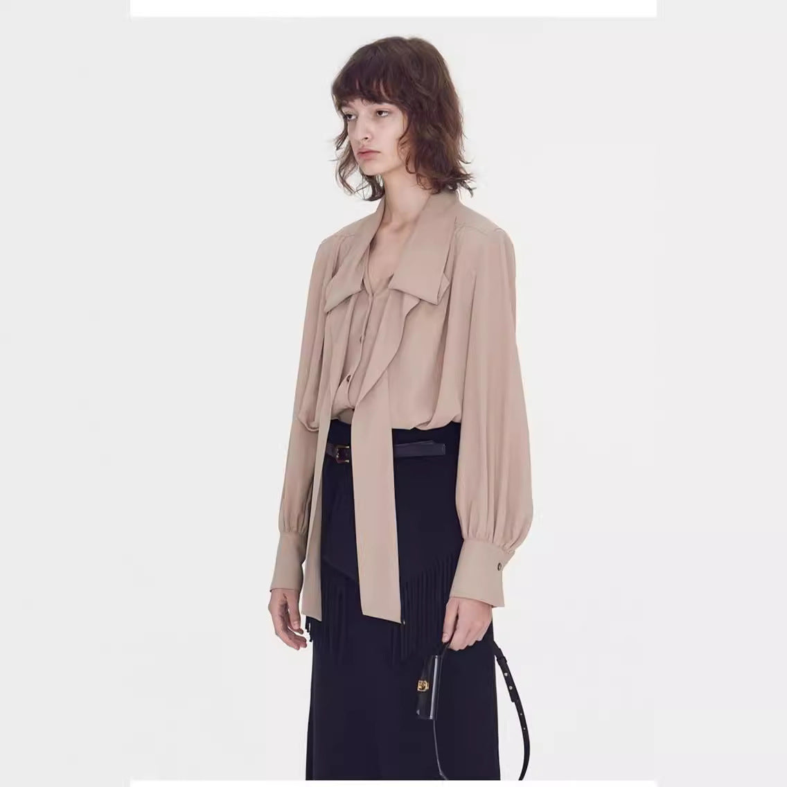 Damen Bluse mit Bindegürtel Elegantes Design Eveloria