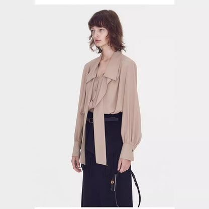 Damen Bluse mit Bindegürtel Elegantes Design Eveloria