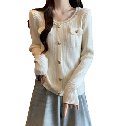 Damen Strickjacke Dekorativer Kragen Eveloria