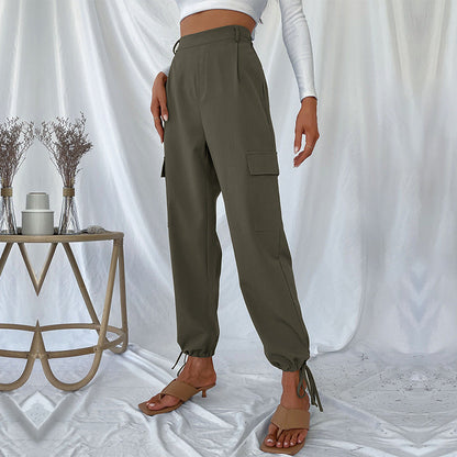 Damen Cargo-Hose Elastischer Bund Seitentaschen Eveloria
