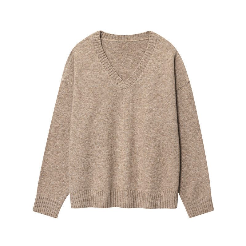 Damen Pullover V-Ausschnitt Weichwolle Eveloria