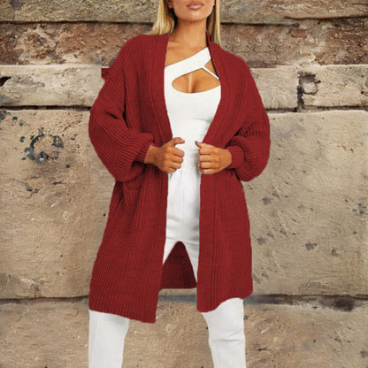 Damen Strickjacke Lässiger Schnitt Uni Farbe