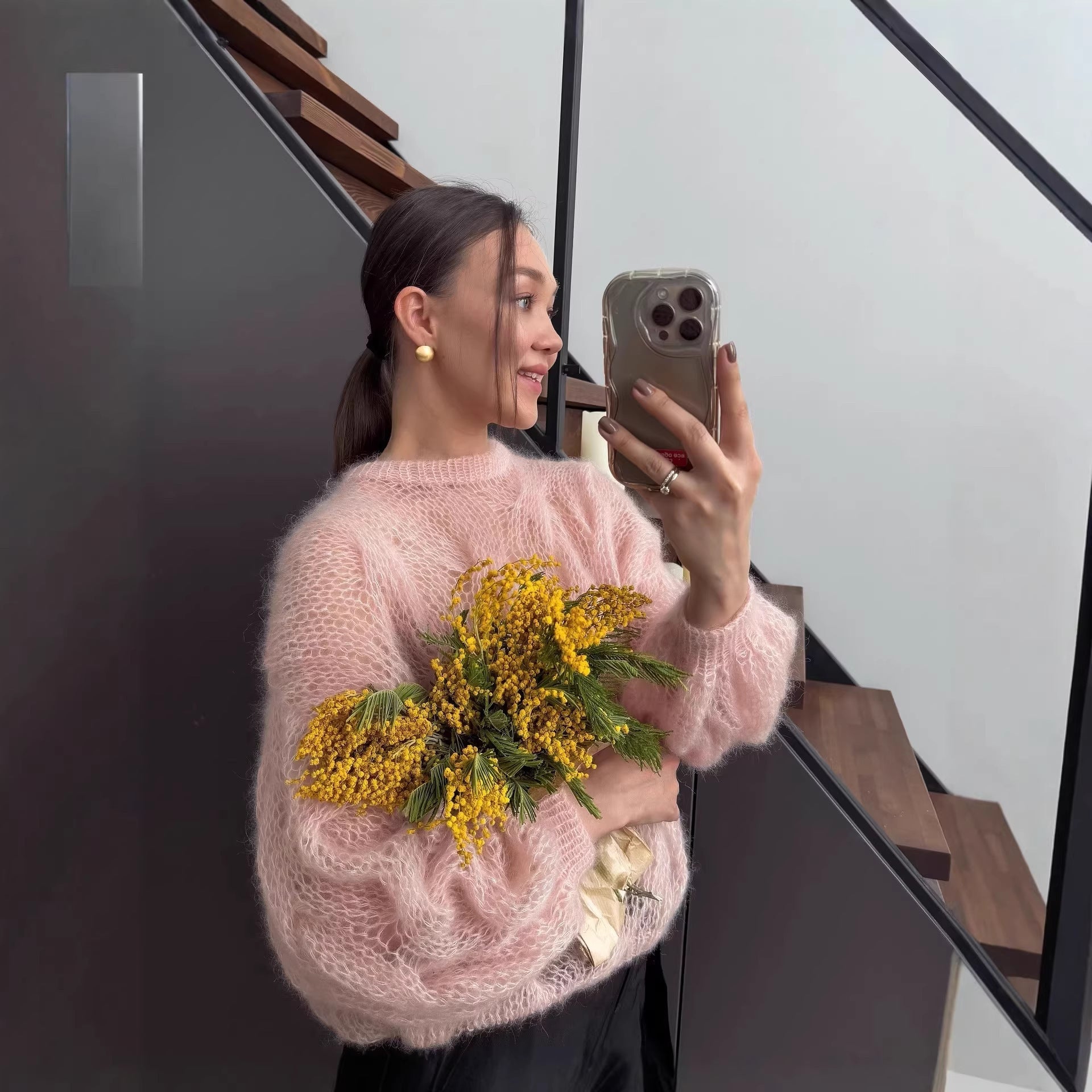 Damen Mohairpullover Weich Voluminöse Ärmel Eveloria - Eveloria