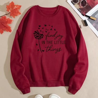 Damen Sweatshirt Floral Aufdruck Motivierender Spruch
