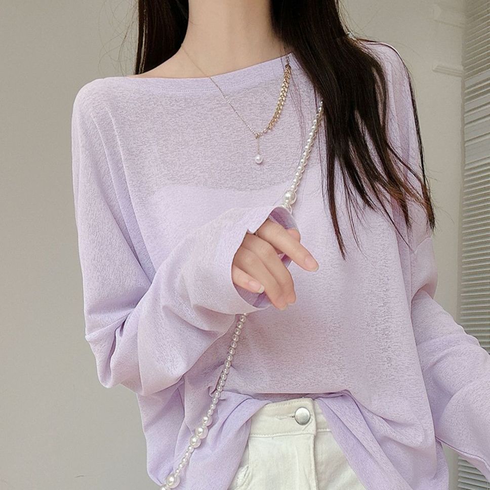 Damen Langarmshirt Feine Struktur Details Beige