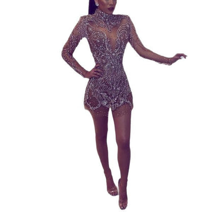 Damen Minikleid Pailletten Fransen