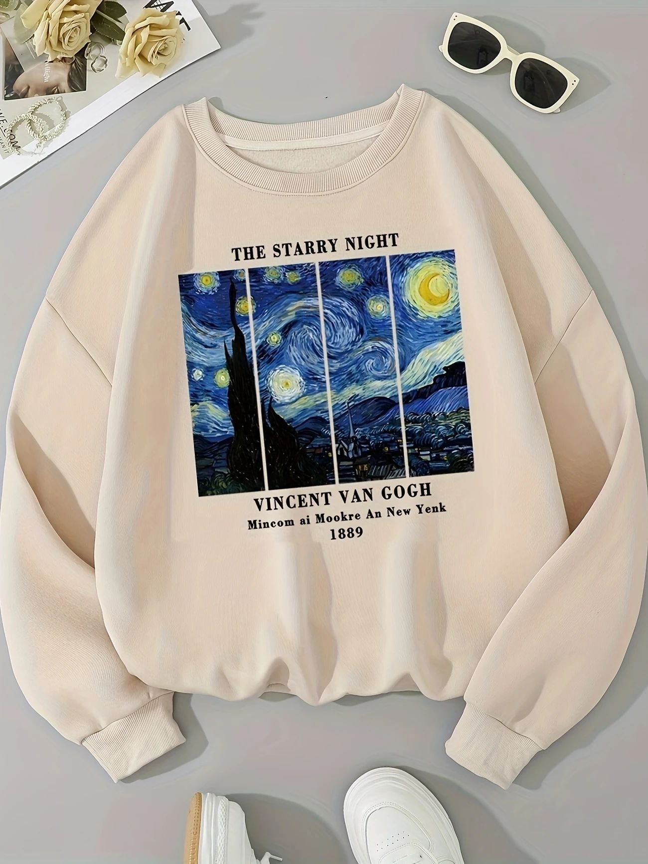 Damen Sweatshirt Van Gogh Motiv Moderner Druck