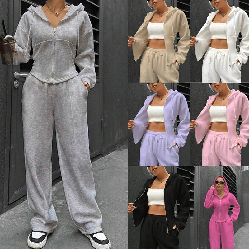 Damen Hoodie-Set Figurbetont mit Zipperdetails Schwarz Eveloria - Eveloria