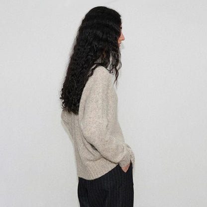 Damen Grobstrickpullover Stehkragen Eveloria