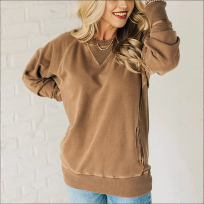 Damen Oversized Sweatpullover Lässig Bequem Grau Eveloria